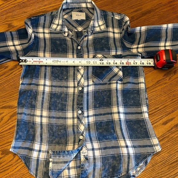 Rails Revolve Hunter Ocean Wash Cloud Plaid Flannel Button Down Shirt Womens XS - Picture 2 of 11